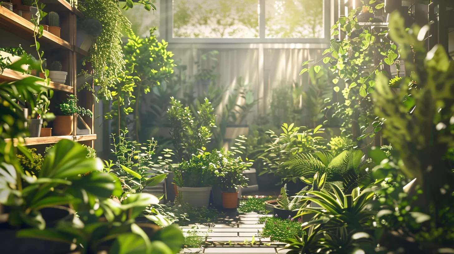 a vibrant garden scene showcases innovative smart gardening tools in action, highlighting ergonomic designs and automated features surrounded by lush greenery and flourishing plants, capturing the essence of sustainable gardening for 2025.