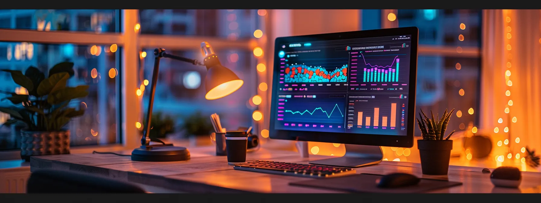 a sleek digital workspace illuminated by soft ambient light showcases a computer screen displaying a vibrant dashboard of backlink analysis tools, emphasizing the theme of identifying toxic backlinks impacting seo performance.