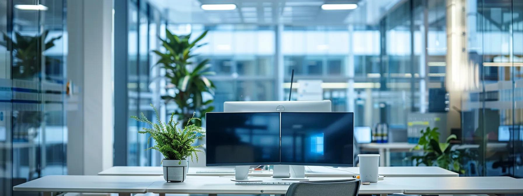 a focused office environment showcases a sleek computer screen displaying verification tools and structured data analytics, illuminated by bright artificial lighting, emphasising the meticulous attention to detail in digital content refinement.