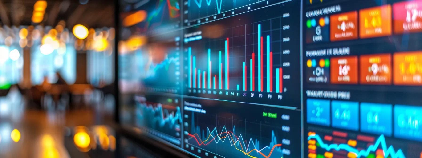 a sleek, modern office environment showcases a large digital screen displaying a vibrant dashboard of ai-driven cybersecurity analytics, illustrating real-time vulnerability assessments with dynamic graphs and alerts.