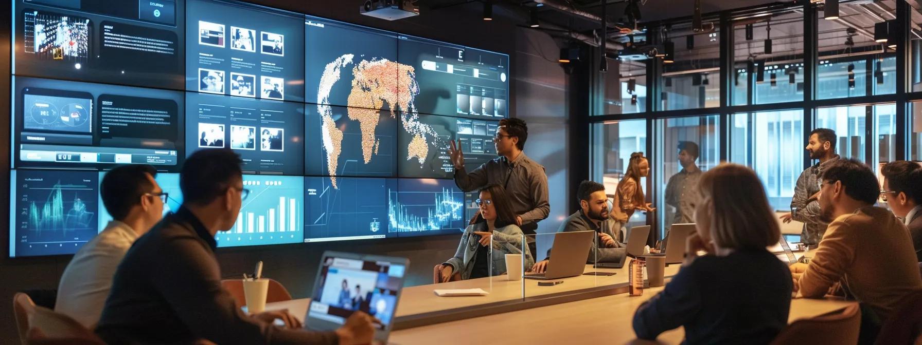 a modern office space filled with diverse professionals engaged in a heated discussion around a large screen displaying complex ai algorithms, highlighting the challenges and limitations in integrating ai for software testing.