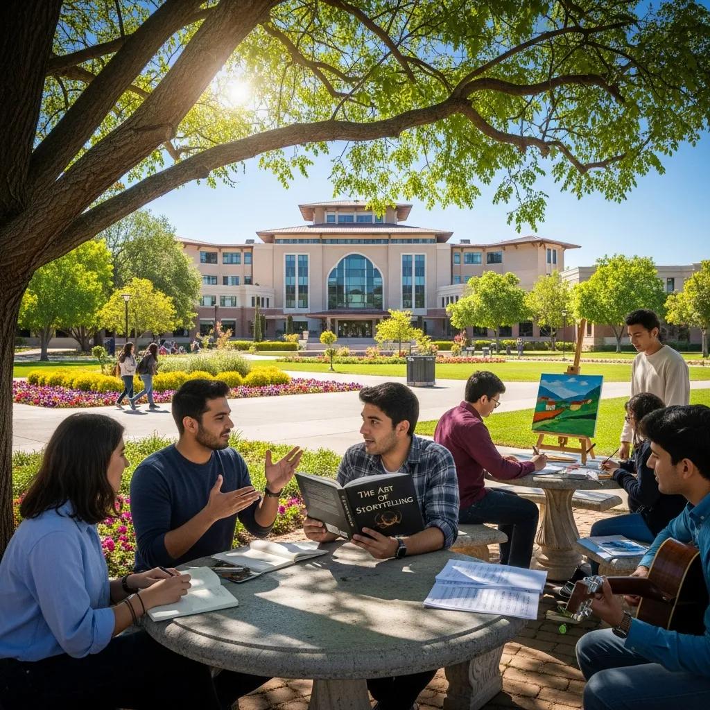 FATA University campus with students engaging in academic discussions and activities